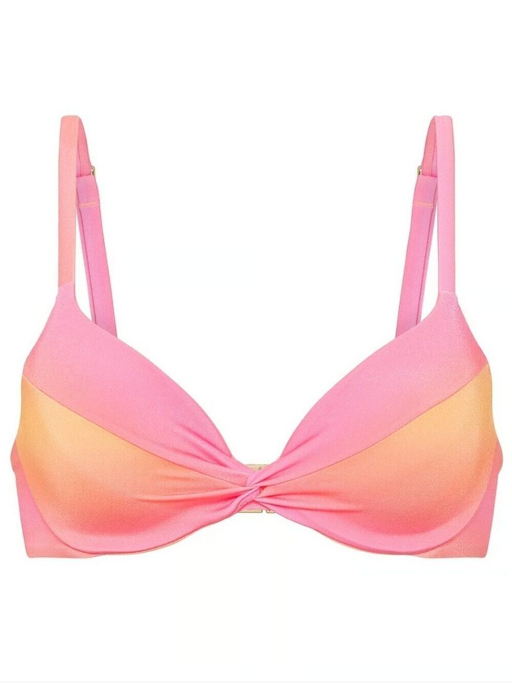 Victoria's Secret Swim Twist Push-Up Bikini Top Ombré Pink Sz 32C NWT
